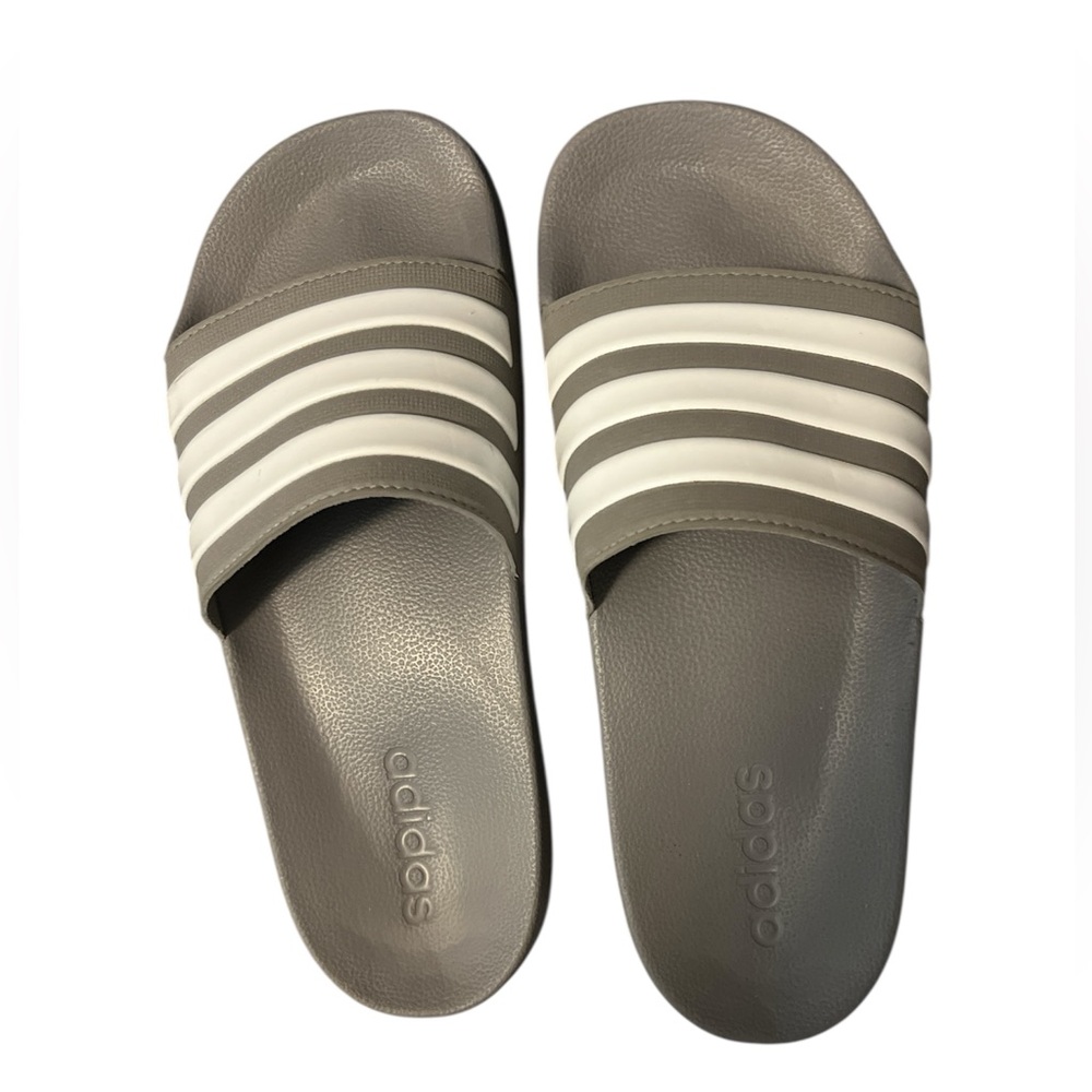 Adidas Men’s Gray and White  Slides